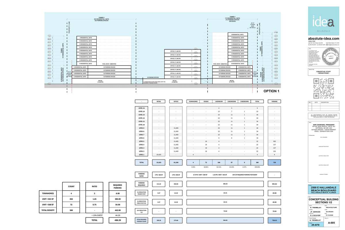 IDEA Architect conceptual study showing building section